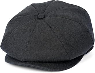 Wool Newsboy Cap for Men Women - Classic Vintage Gatsby Lvy Cabbie Hat Flat Beret Cap Adjustable Size