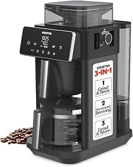 10 Cup Grind & Brew Coffee Maker - Built-In Burr Grinder, 3 Brew Strengths, Programmable Digital Display, Pause & Serve, Keep Warm, Auto Shut Off, Black