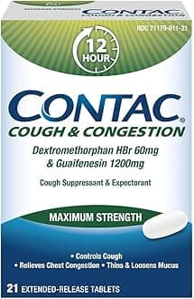 Contac Cough & Congestion Maximum Strength Controls Cough, Thins And Loosens Mucus, Guaifenesin & Dextromethorphan HBr, Extended Release Tablets, 21 Count