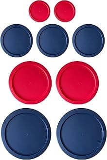 MRX Solutions Replacement Lids for Pyrex (2) 7202-PC 1 Cup Red (3) 7200-PC 2 Cup Blue (2) 7201-PC 4 Cup Red (2) 7402-PC 6/7 Cup Blue Round