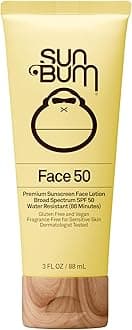 Sun Bum SPF 50 Face Lotion, 3 oz Bottle, 1 Count, Broad Spectrum UVA/UVB Protection, Oil Free, Gluten Free, Vegan