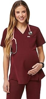 FIGSOctavia Maternity Scrub Top for Women — V-Neck, One Pocket, Curved High-Low Hem, 4-Way Stretch