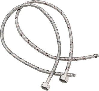 BWE 32-Inch Long Bathroom Kitchen Faucet Connector Braided Stainless Steel Supply Hose 1/2-Inch Female Compression Thread x 2 Pcs (1 Pair)
