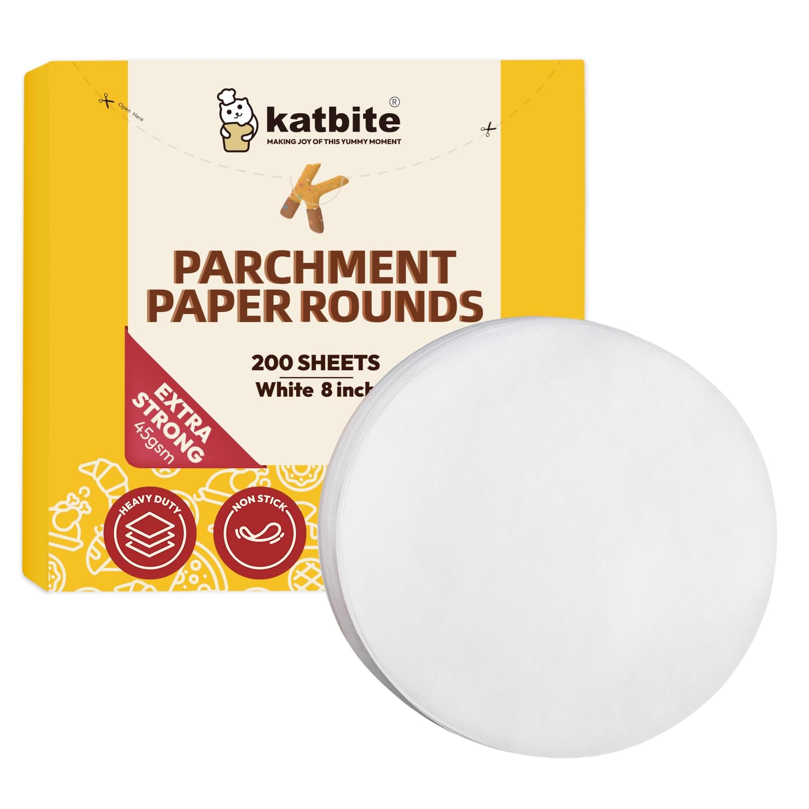 katbite Parchment Rounds-200 8 Inch Cake Pan liners 4″5″6″9″10″12″ Round Parchment Paper Available