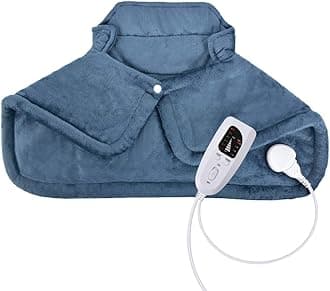 Heat Pad for Neck and Shoulder, Fleece Electric Heating Pad with 6 Heat Settings and 4 Timer Setting, Heated Shoulder & Neck Wrap Warmer with Over-Heating Protection, Machine Washable