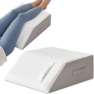 Leg Pillow Elevation Blood Circulation, Leg Wedge for Elevation for Swelling, Leg Elevating Pillow for After Surgery, Memory Foam Foot Knee Pillow for Back Sleeping 24×22×8 Inch White/Grey