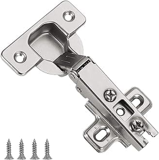 Furniware 2 Pcs Slide-on 35mm Kitchen Cabinet Wardrobe Door Hinge,110 Degree Self Close Full Overlay Standard Hinge-Nickel Plated