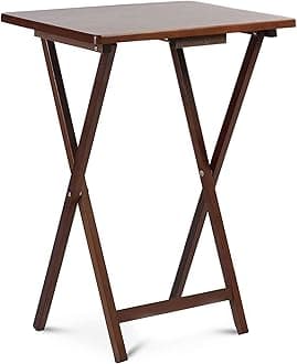 PJ Wood Folding TV Tray & Snack Table Set of 2 - Honey Oak