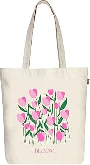 Ecoright Tote Bag for Women with Zipper, Small Tote Bag, Canvas Bag, Reusable Cotton Bag for Beach, Grocery, School & Work