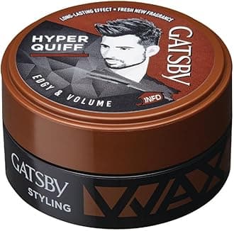 Gatsby Japan Hair Styling Wax - Edgy & Volume, For Hyper Quiff Style, Non Sticky, Volumizing Finish, Anytime Re-Stylable, Easy Wash Off, 75gm
