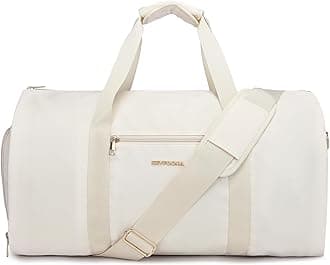 Convertible Carry-On Garment Bag, Hanging Suitcase with Shoe Pouch - 2 in 1 Travel Bag for Women - White