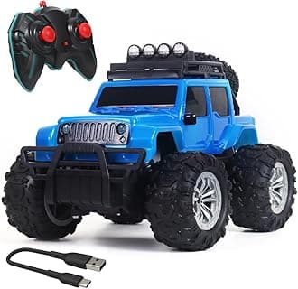 Wembley Monster Truck Remote Control Car Offroad High Speed Remote Car for Kids with 2 Speed and 4 Headlight Modes Rechargeable RC Car - Made in India