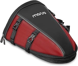 Motorcycle Tail Bag Multifunctional Waterproof Polyester Storage Saddle Bag, 10L Outdoor Sports Motorbike Rear Seat Light Tank Handbag Tool Carry Pouch with Shoulder Strap, Red