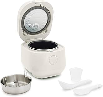 Rice Cooker, 8 Cups Cooked (4 Uncooked), Low-Carb & Soup Mode,10 ONE-TOUCH Cooking Presets, PFAS-Free Ceramic Steamer Basket, Fuzzy Logic, Auto Keep Warm, Oats, 24HR Delay Timer, Cream