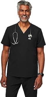 FIGS Chisec Scrub Top for Men – 3 Pockets, Tailored Fit, Squared V-Neck, 4-Way Stretch, Moisture-Wicking Men's Scrubs