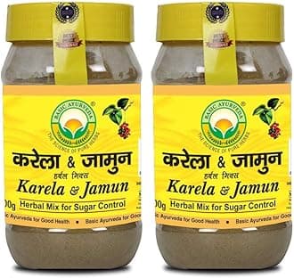 BASIC AYURVEDAKarela & Jamun Powder | Herbal Mix for Sugar Control | 100% Ayurvedic Supplement | Helps Maintain Blood Sugar Levels | Diabetic Care | 200g (Pack of 2)