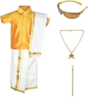 AMIRTHA FASHIONBoys Traditional Dhoti & Shirts SET WITH ACCESSORIES (AMFCMGD - $P)
