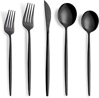 20 Piece Black Silverware Set,Stainless Steel Flatware Cutlery Set Service for 4 Including Forks Spoons Knives,Kitchen Utensil Set,Tableware for Home and Restaurant, Dishwasher Safe
