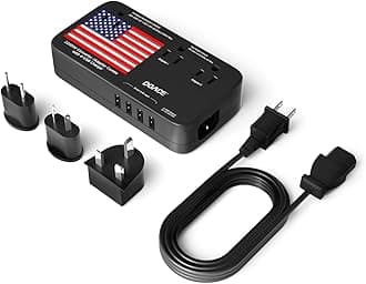 Upgraded 2200W Voltage Converter US to Europe, 220V to 110V Converter for European Travel for Hair Dryer Straightener Curling Iron, 2300W Adapter with EU/UK/AU/US Plugs for Laptop Camera Cell Phone