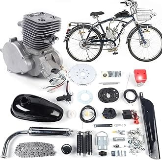 100cc Bicycle Engine Kit 2 Stroke Motorized Bicycle Engine Motor Kit Gas Bicycle Engine Conversion Kit with Air-Cooling, Bike Motor Kit Fit for 26"-28" Bikes