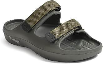 Smoothlite Men's Adjustable Slides | Cushioned Anti-Skid Slippers with Dual Velcro Straps | Lightweight, Water-Resistant, Breathable Sandals for Home, Travel, and Outdoor Use