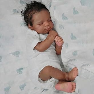 Black Reborn Baby Dolls Boy, 18 in Realistic Baby Doll, African American Newborn Baby, Silicone Baby Doll, Black Reborn Dolls Cloth Body with Accessories