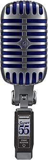 – Shure Super 55 Deluxe Vocal Microphone - Vintage Supercardioid Dynamic Unidyne Mic, Iconic Look, Classic Sound - Rugged Die-Cast Casing, includes 5/8" to 3/8" Thread Adapter and Zippered, Padded Pouch