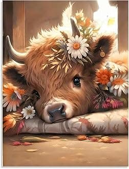 Tiwabb Stamped Cross Stitch Kits for Adults - Cow Embroidery Kits for Beginners, 11 CT Patterns, 12 x 16 inch