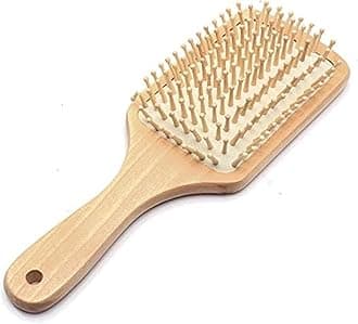 Wooden Hair Brush For Women & Men | Air Cushioned Bristles | Wooden Flat Paddle Brush | Promotes Hair Growth | Effortless Detangle With Bamboo Hair Brush
