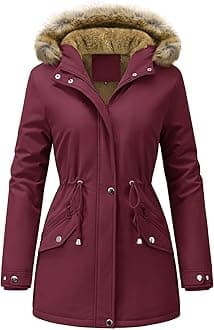 Women Winter Coat UK Fleece-Lined Jackets Ladies Long Winterproof Parka Warm Padded Coats Thermal Thickened Hooded Outwear Detachable Hood Overcoat