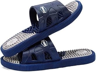 Men Acupressure Massage Slippers For Plantar Fasciitis, Foot Reflexology Sandals Arthritis Neuropathy Pain Relief Non-Slip Home Shower Massage Shoes Stress Relief Gifts (Color : Blue, Size : 41 EU)