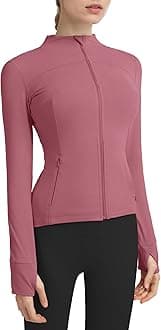 Locachy Women's Slim Fit Full Zip Athletic Running Sports Workout Jacket with Thumb Holes