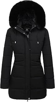 Women's Winter Puffer Coat Thicken Fleece Lined Down Jacket Waterproof Faux Fur Detachable Hooded Parka