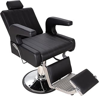 Salon Barber Chair for Hair Stylist, Reclining Beauty Chair with Heavy Duty Hydraulic Pump, 360° Swivel Hair Styling Chair for Barbershop Beauty Spa Salon Home (Black & Silver)