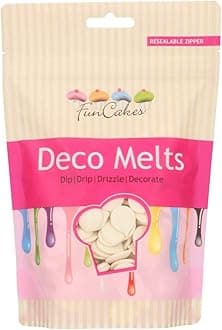FunCakes Deco Melts Extreme White - Melt in Microwave and Pour in Every Shape, Make Candy, Drip Cakes, Lollipops and Decorate Cakes, Cookies and Cupcakes AZO Free 250 g