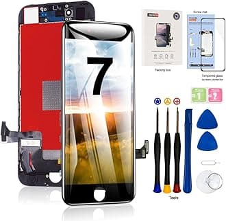 EFAITHFIX for iPhone 7 LCD Screen Replacement Black 4.7 Inch Frame Assembly Display 3D Touch Screen Digitizer with Repair Tools Kit Tempered Glass Screen Protector for A1660, A1778, A1779 (Black)