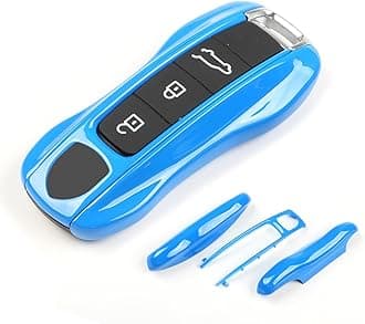 Shark Blue Key Fob Cover Compatible with Porsche Cayenne 2018-2025 Panamera 2017-2024 911 2019-2023 Taycan 2019-2024 Compatible with Porsche Key Cover