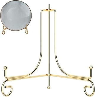 Plate Stands for Display, Plate Holder Display Stand, Picture Frame Stand Metal Frame Holder Stands for Book,Small Easel,Decorative Plate,Photo and Platter,Tabletop Art Gold 10 Inch