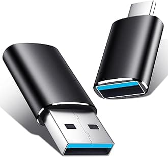 TemdanUSB to USB C Adapter 2 Pack,【Type C Female to A Male Charger Converter】&【USB C Male to USB Female】 for Apple Watch Ultra 8 9,iPhone 15 Pro Max 14 13 12,AirPods,OTG Adapt USB to USB C-Black