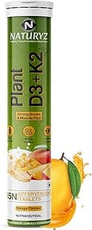 100% Plant Vitamin D3 K2 | Veg Vitamin D3 Supplement Lichen Source with Vitamin K2 MK7 Menaquinone | Supports Stronger Immunity | Bone & Heart Health for Men & Women (Mango Flavour)-15 Tablets