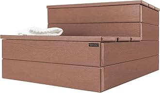 Hot Tub Steps - Wood Looking Plastic - 100% Waterproof - Brown Non Slip, Heavy Duty, Multi Use as Porch Steps, Hot Tub Stairs, Outdoor Stairs, Fits Any Spa Size