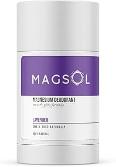 MAGSOL Magnesium Deodorant for Women, Aluminum Free, Baking Soda Free, Natural Deodorant for Sensitive Skin, Long Lasting Odor Protection with Sweet Almond Oil, Lavender 2.6 oz