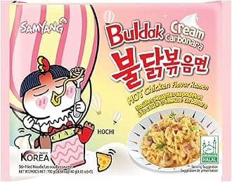 Samyang Buldak Cream Carbonara Hot Chiken Flavour Ramen Stir-Fired Noodle 140 gm x 1 Pack (1 Piece) (Imported)