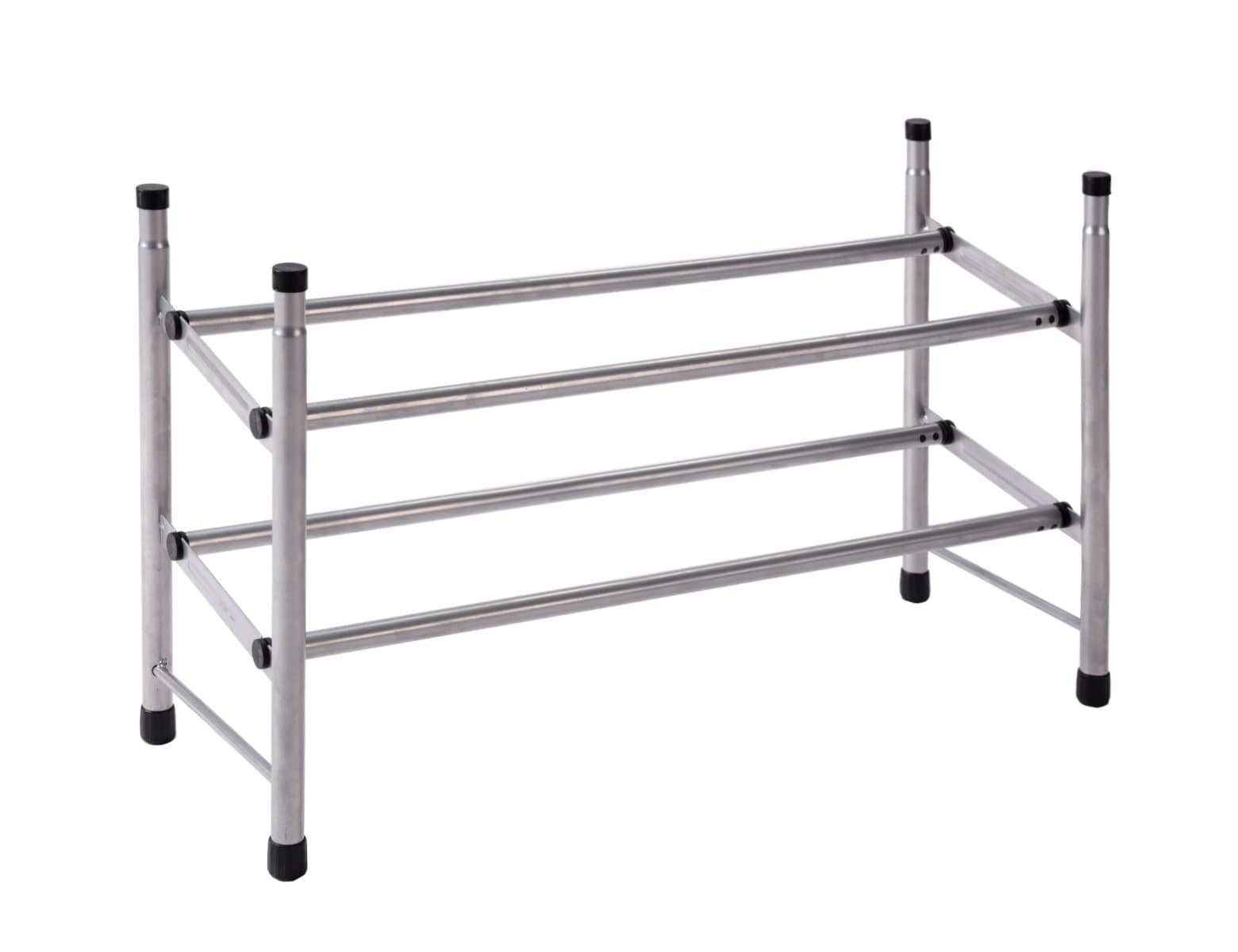 2 Tier Shoe Rack Organizer, Expandable and Stackable, for Closet/Entryway, 10 Pair, Metal and Silver