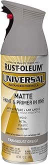 Rust-Oleum 376724 Universal All Surface Spray Paint, 12 oz, Matte Farmhouse Greige