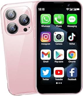 Mini Phone,3.0 inch HD Touch Screen Android Phone,Unlocked Kids and Students Smartphone,Face Recognition,Quad Core Dual SIM Dual Standby,Best Gift for Kids,2GB+16GB-Pink