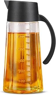 Glass Oil and Vinegar Dispenser Bottle with Automatic Opening and Closing |Free Spot Measuring Oil Dispenser Bottle for Pouring Olive Oil, Vinegar, Soya Sauce, etc. (650 ml, Multicolor)