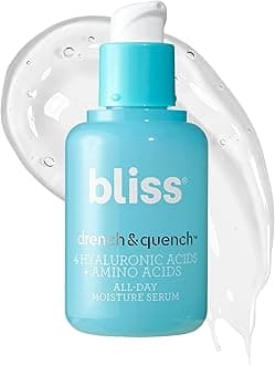 Bliss Drench & Quench Hyaluronic Acid Serum – Hydrating Face Serum with Amino Acids – Deep Moisture, Plumps & Smooths Dry, Sensitive Skin – 1 Fl Oz