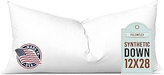 Pillowflex Synthetic Down Pillow Insert - 12x28 Down Alternative Pillow, Ultra Soft, Large Rectangle Body Sleeping Pillow, Lumbar, Long, Back - 1 Decorative Pillow Form