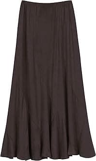 Urban CoCoWomen's Vintage Elastic Waist A-Line Long Maxi Skirt